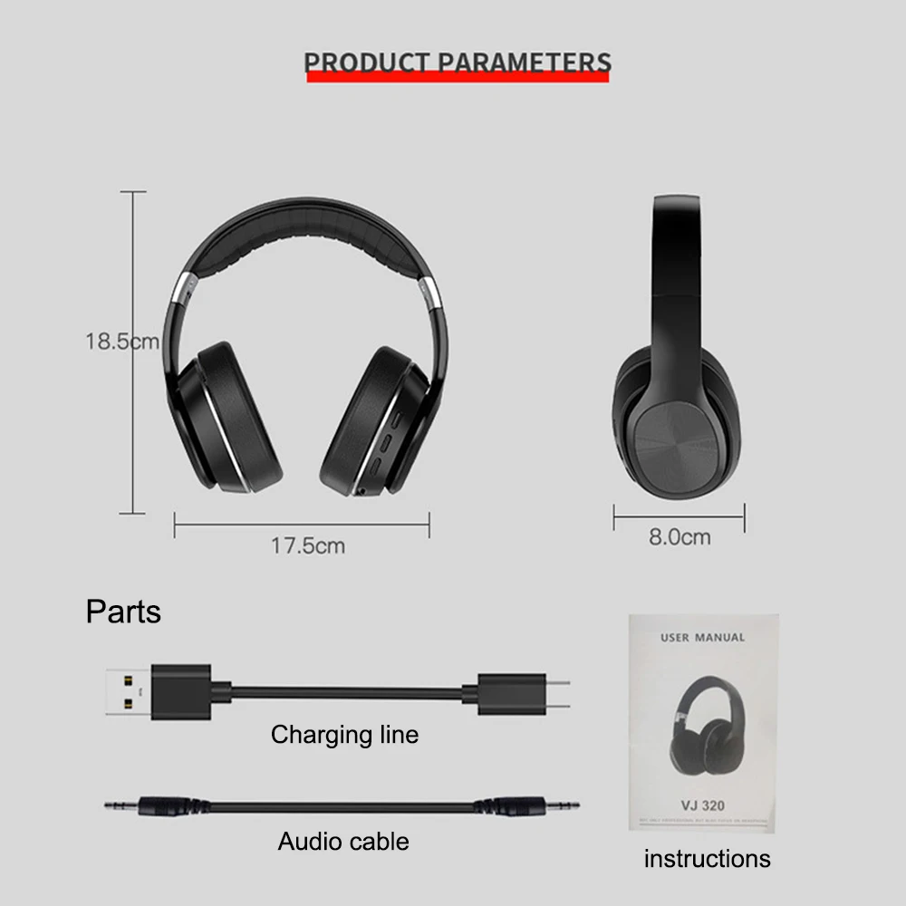 Складные беспроводные наушники VJ320 5 0 гарнитура с FM-радио проигрыватель