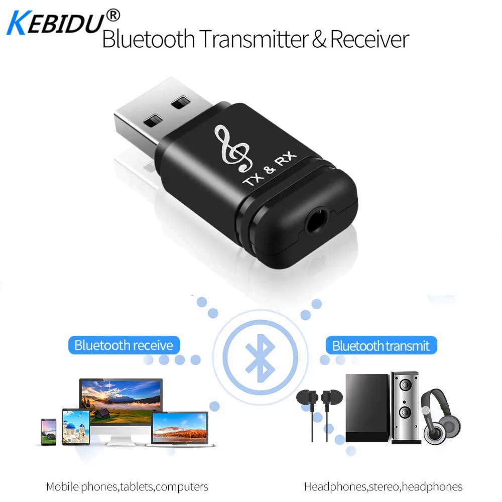 Kebidu портативный универсальный 2 в 1 USB BT 5 0 передатчик Bluetooth ТВ компьютер