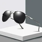 Солнцезащитные очки-авиаторы поляризационные UV400 Мужские, Классические авиаторы в металлической оправе, с антибликовым покрытием, модные черные, для вождения