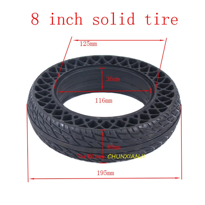 

Size 8-inch honeycomb solid tire,Non-Pneumatic thickening and wear resistance tyre for electric scooter, electric balancing car