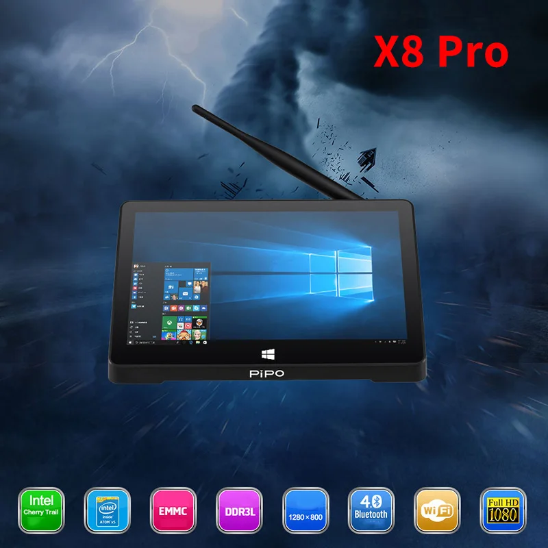 PiPo X8 Pro Win10 мини-приставка для телевизора коробка Z8350 4 ядра 1280x800 2 Гб оперативной памяти, 32 Гб встроенной памяти, Bluetooth 4,0 HD медиаплеер 7 дюймов ips Экран видео р