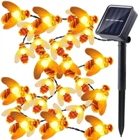 20led 50led solar lights string honey bee shape solar powered fairy lights for outdoor home garden fence summer decoration