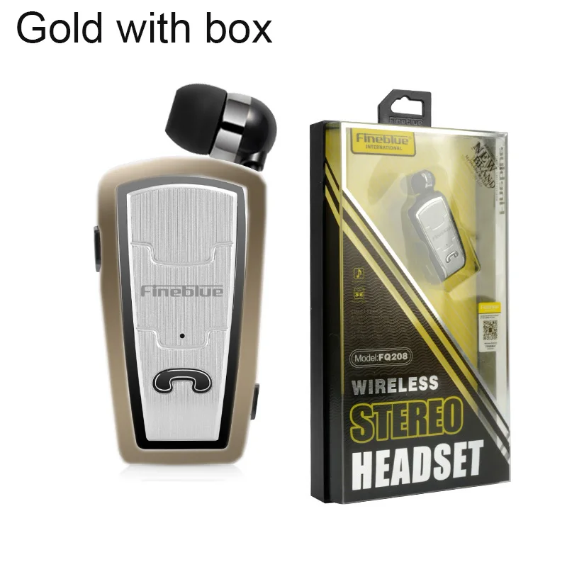 Gold with box Fineblue FQ208 Bluetooth наушники автомобильный бизнес стерео вытяжной наушник Шумоподавление для вызова музыки встречи - Цвет: Gold with box