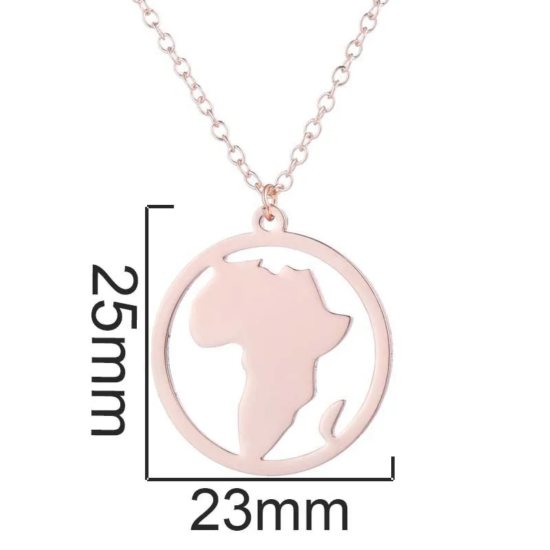 

Africa map necklaces womens simple South Africa map round pendant necklace stainless steel fashion necklace jewelry on the neck