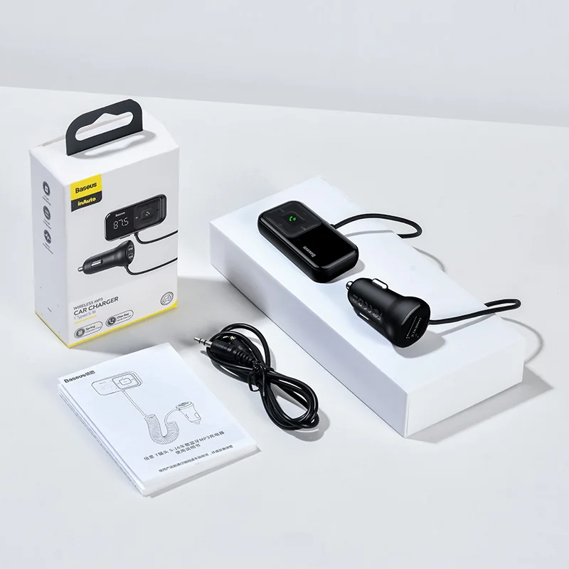 

Автомобильный FM-трансмиттер Baseus, Bluetooth, 5,0 USB, AUX, громкая связь, беспроводной комплект, автомобильный радиомодулятор, mp3-плеер