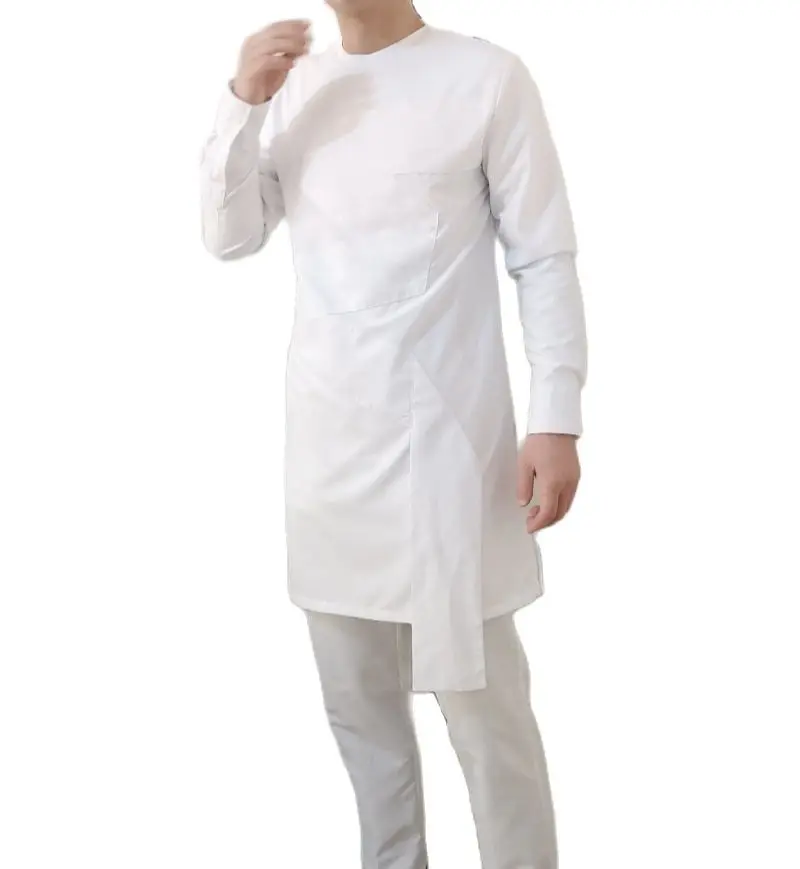 Solid White African Traditional Outfits Tops+Trousers Nigerian Fashion Senator Styles Male Clothes Custom Men‘s Pants Suits