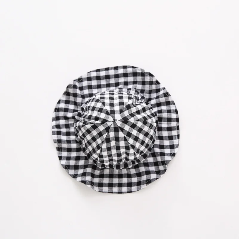 

Летняя Клетчатая полосатая шляпа в рыбацком стиле HoneyCherry для мальчиков и девочек, тонкая Солнцезащитная однотонная шляпа с галстуком для ма...