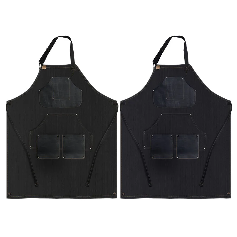 Регулируемый высококачественный джинсовый фартук ручной работы с карманами на