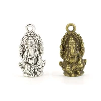 10pcs antique gold tone ganesha elephant hindu god of wisdom charms pendants