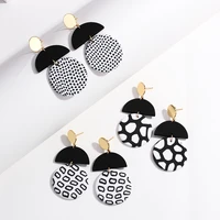 aensoa unique geometric polka dots polymer clay drop earrings women 2021 trendy irregular long earring party jewelry gifts