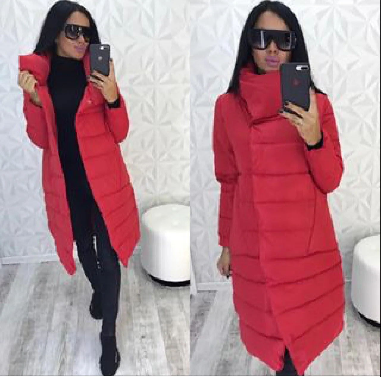AliExpress, импортные товары,, приталенное, стоячий воротник, Женская термо одежда, средней длины, Женское пальто, поддержка