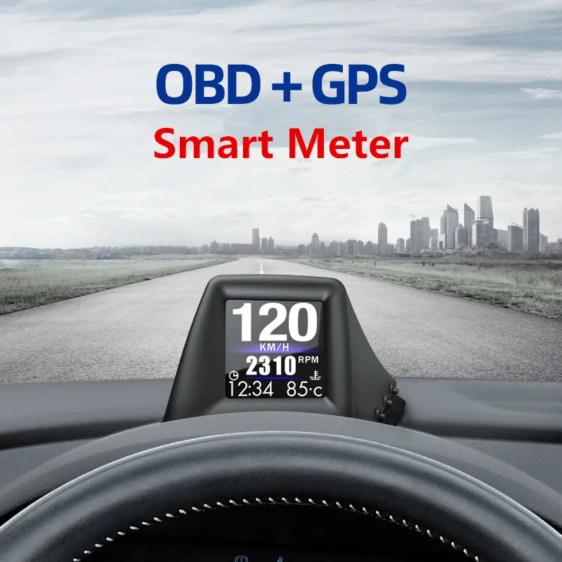 

2020 OBD+GPS smart Gauge with 270 degree Flip screen A-Pillar trim or put dashboard install Clear Fault code Speedometer