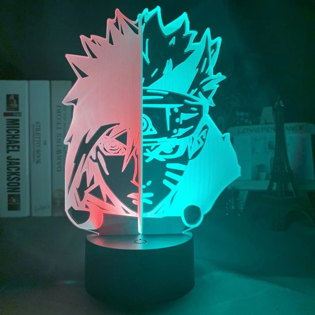 Светодиодный ночник с эффектом иллюзии 3d лампа Наруто Узумаки и Саске Учиха для