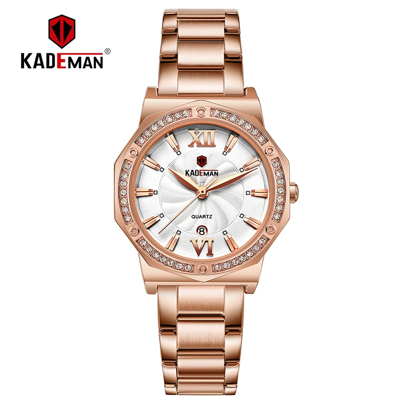 829-RG-RG-RG KADEMAN женские часы новые роскошные ЖЕНСКИЕ НАРЯДНЫЕ кварцевые часы Элегантные Кристаллы браслет наручные часы 3TAM полная сталь Топ бренд - Цвет: 829-RG-RG-RG