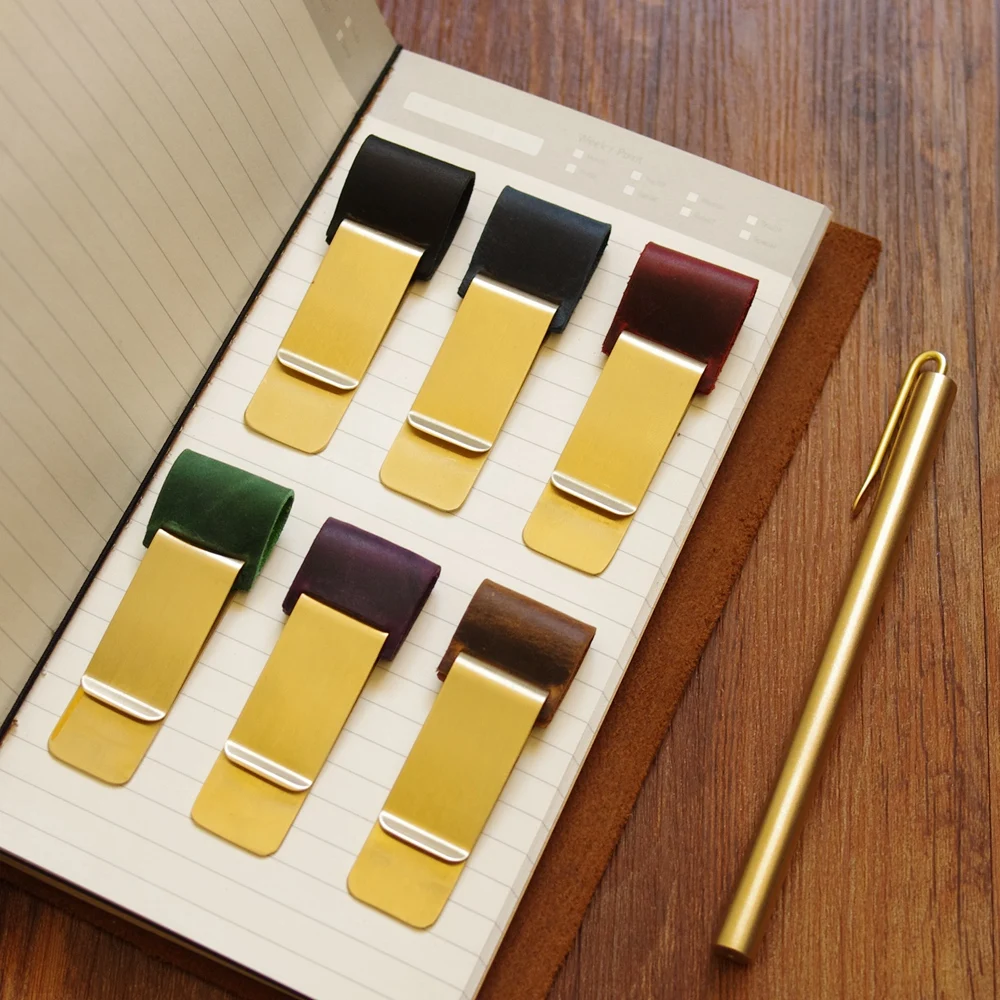 Держатель для ручек из латуни и кожи металлическая ручка с зажимом нержавеющей