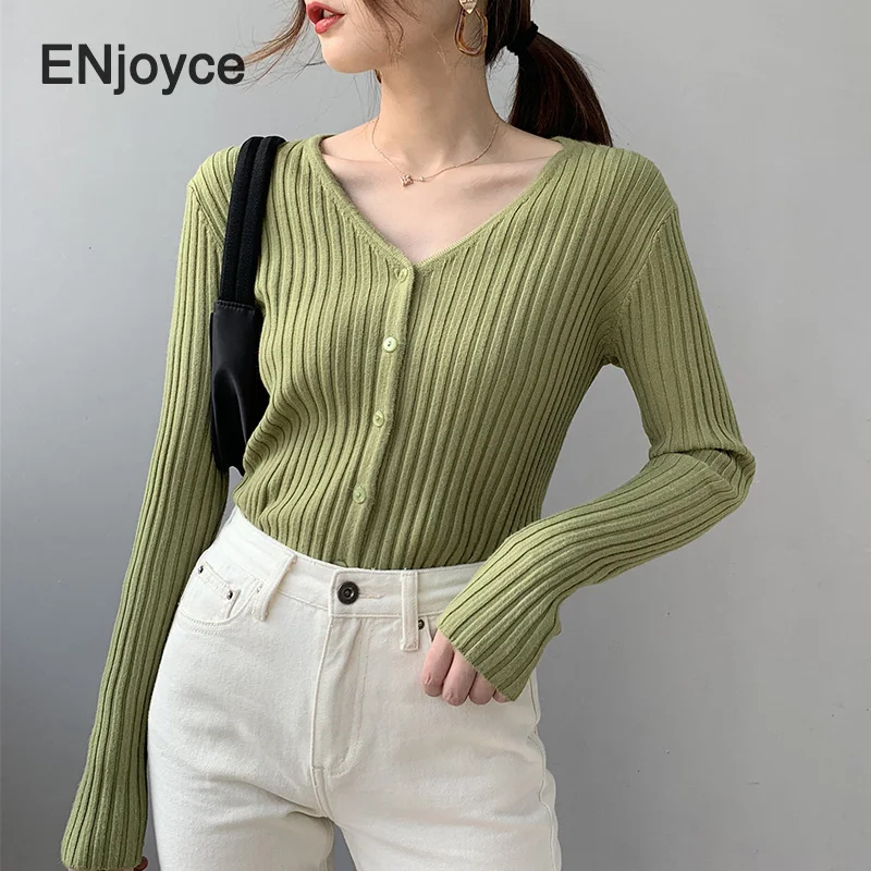 Женский трикотажный кардиган на пуговицах однотонный облегающий свитер в рубчик