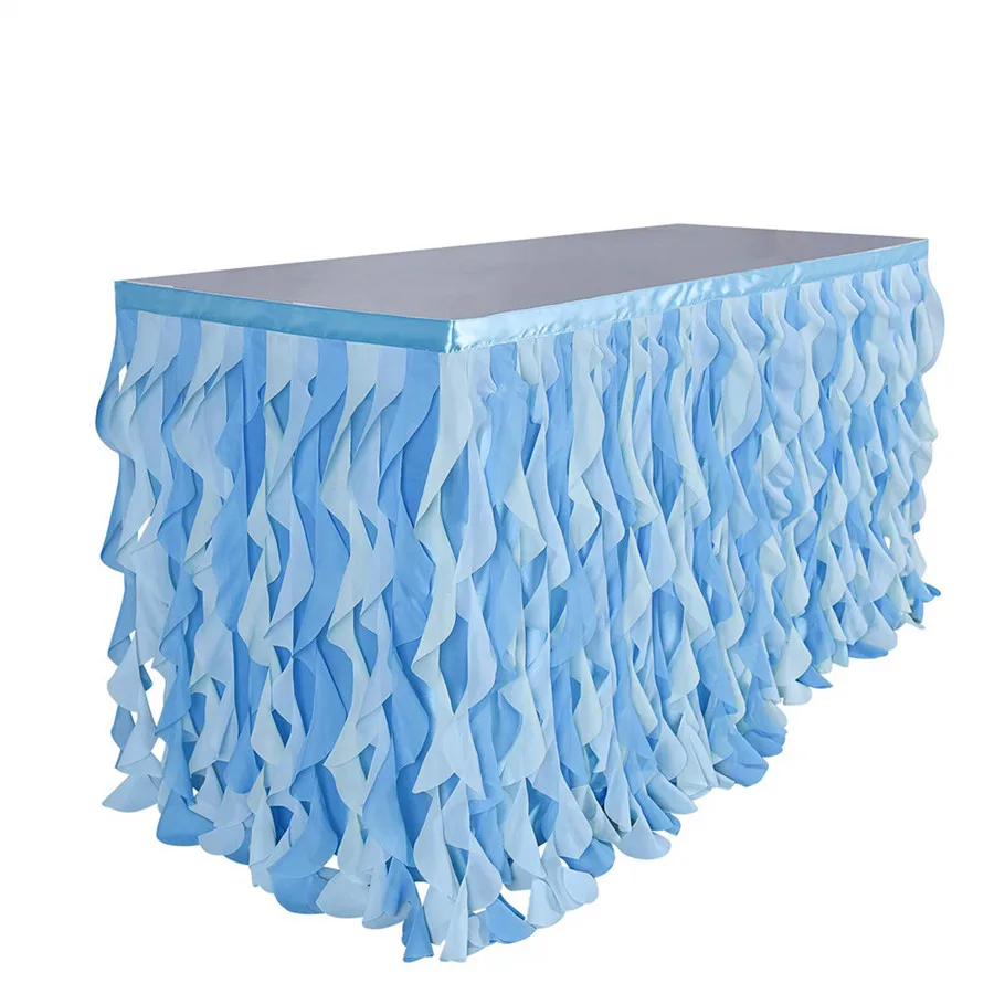 matching blue Твердые Цвет Тюль Юбка для стола для Свадебная вечеринка украшения - Цвет: matching blue