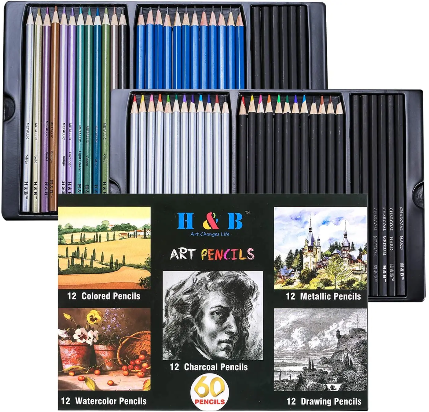 Coloridos e Lápis de Desenho Lápis de Artista Conjunto para Colorir em Livros de Caixa de Presente Lápis Peças Profissional h & b Conjunto-60