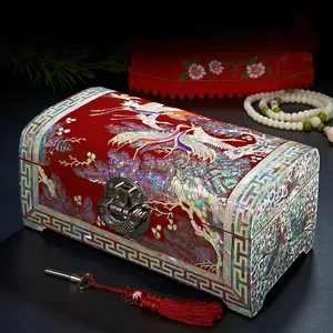 Ручная работа Abalone Shell-linlaid мозаичные украшения коробка для хранения лаков лак искусство с замком 23,8x13x10,3 см свадебный подарок