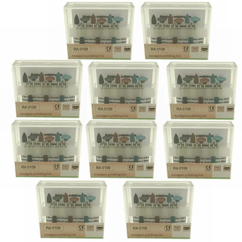 

10X Dental Amalgam Polishing Kits Silicone Polisher Diamond Burs Cups RA 0109