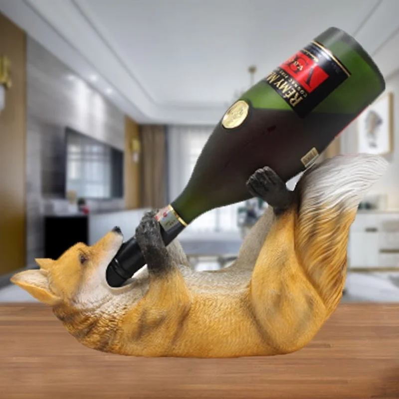 

2021 Creative Resin Wolf Wine Rack Living Room Decor Wine Cabinet Ornaments Wine Rack Gifts New Furnishings Decorations For Home