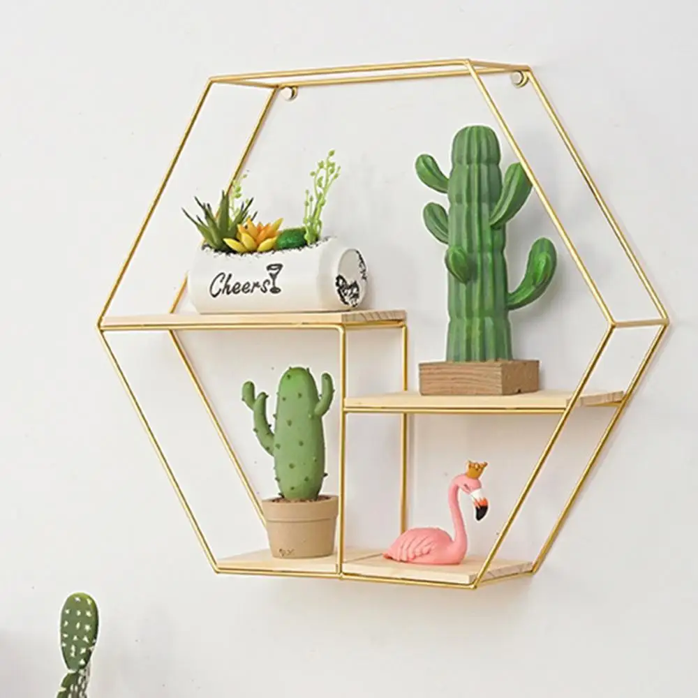

Metal Wooden Storage Rack Wall Hanging Book Figurines Flower Pot Display Shelf Decorative Shelves Huisdecoratie