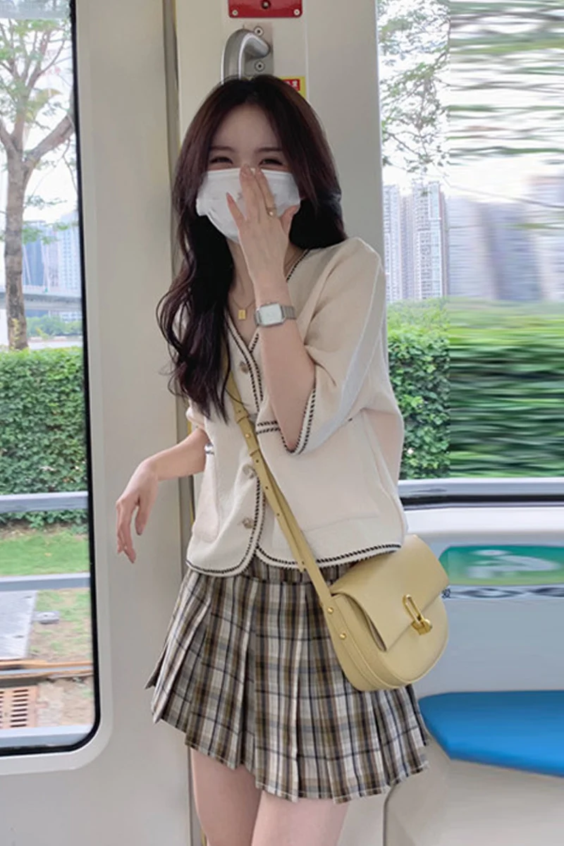 Рубашка женская с коротким рукавом и V-образным вырезом | Женская одежда