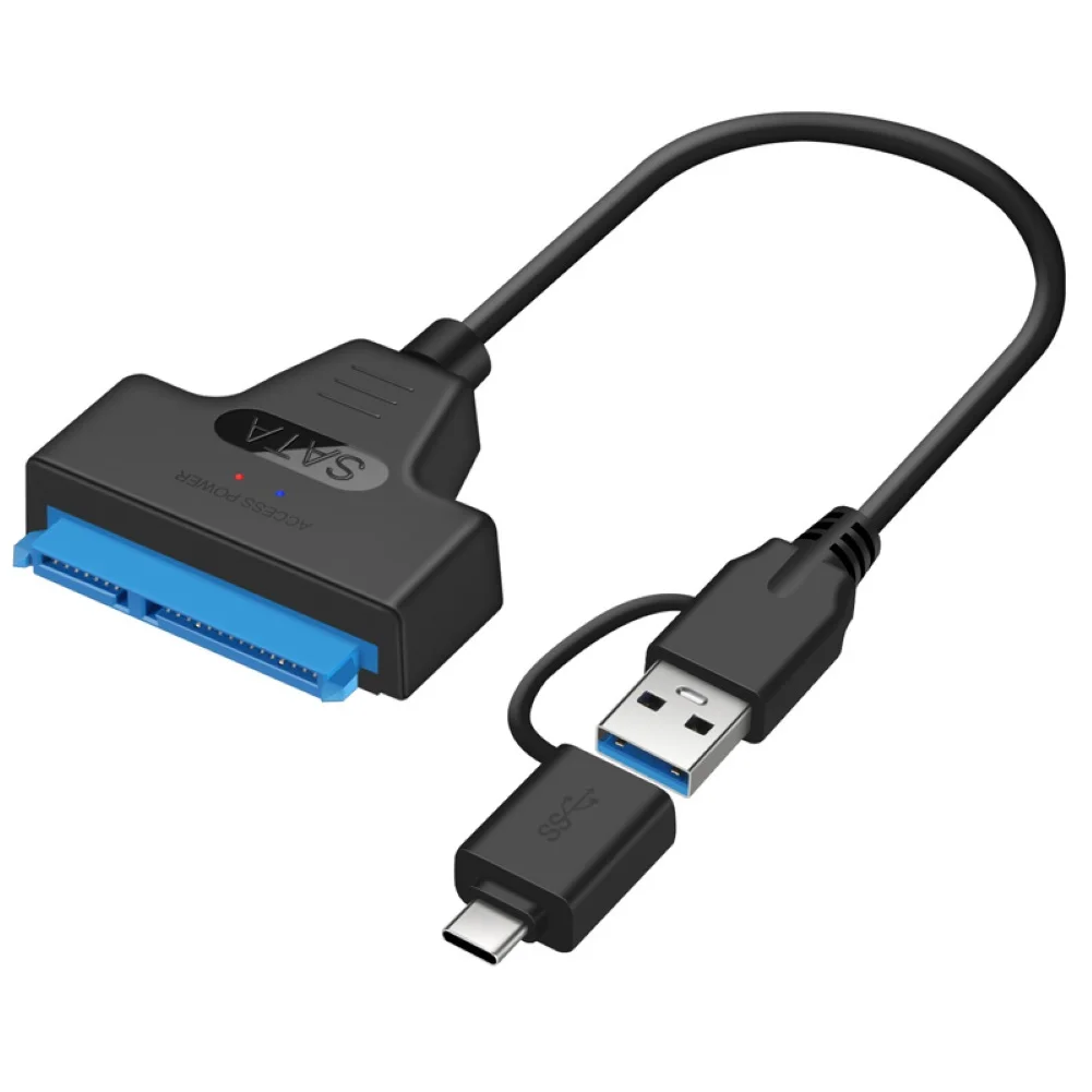 

2 in 1 USB 3.0 Type-C to 22Pin SATA Adapter 2.5inch HDD SSD Hard Drive Cable New