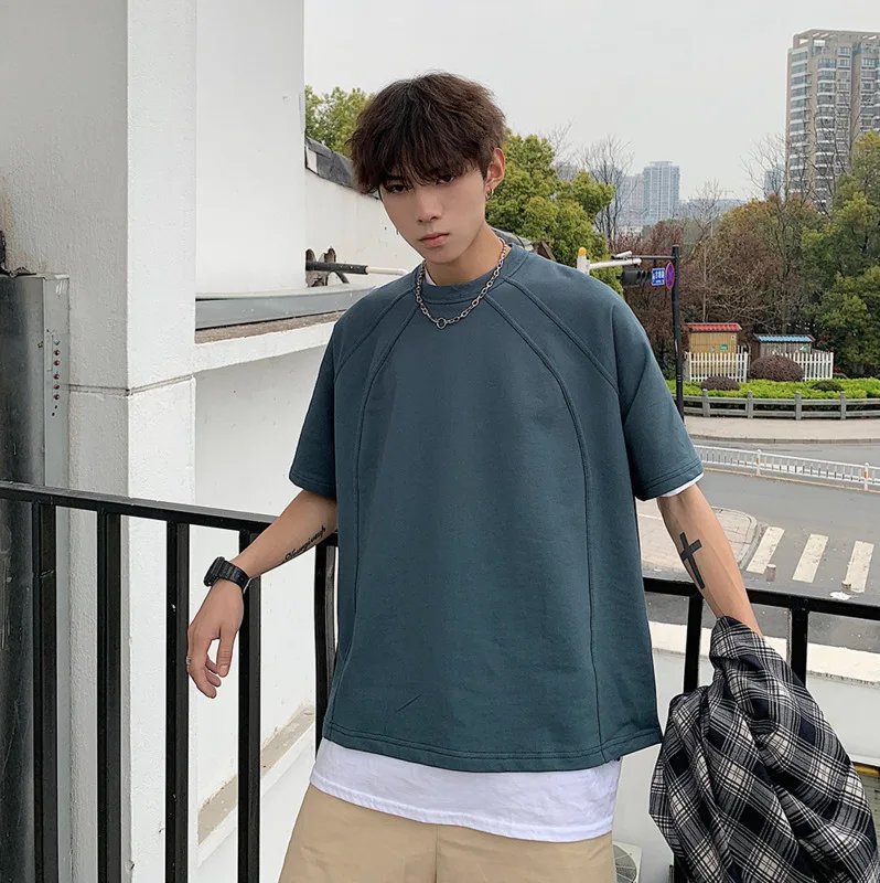 Новинка лета 2020 популярная однотонная свободная футболка с короткими рукавами