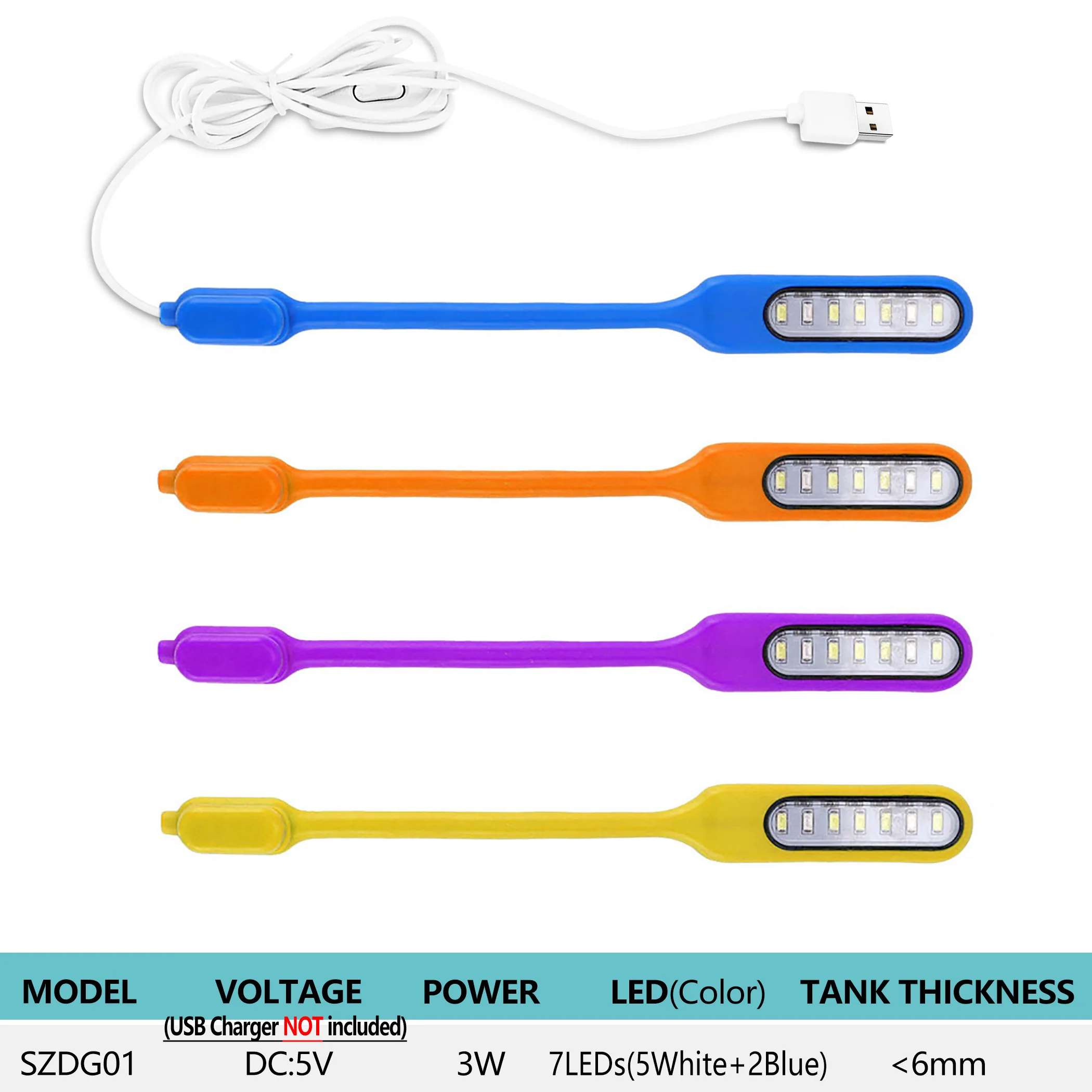 3 Вт USB светодиодный мини-светильник высокой яркости аквариум синий белый клип