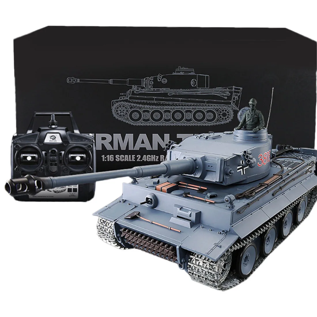

1:16 German Tiger Heavy Tank 2.4G Remote Control Model Military Tank with Sound Smoke Shooting Effect - Metal Upgraded Edition