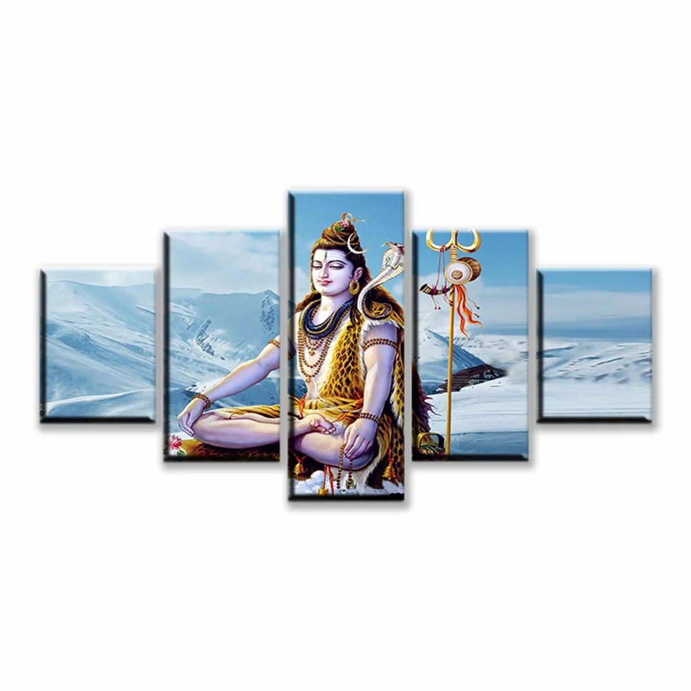 

Abstract Canvas Painting Wall Art Poster Style Wall Picture 5 Panel The God Of India Shiva For Living Room Modern Decor Painting