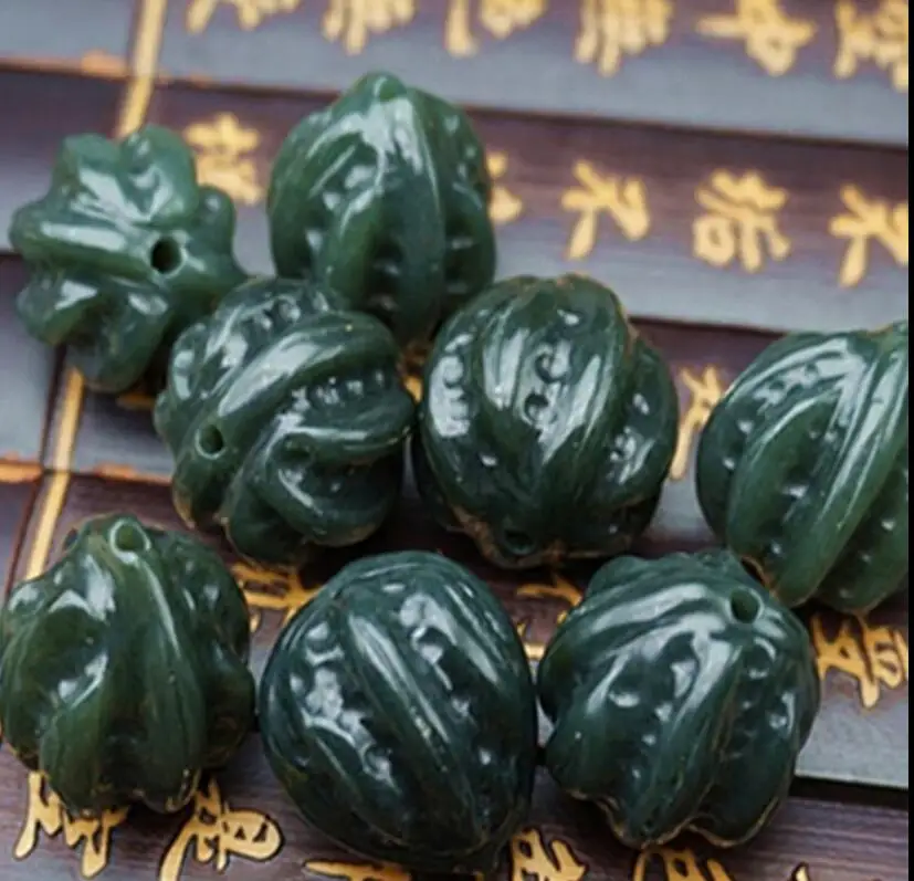 Натуральный нефрит и Тянь зеленый грецкий орех рассеянный жемчуг Diy аксессуары