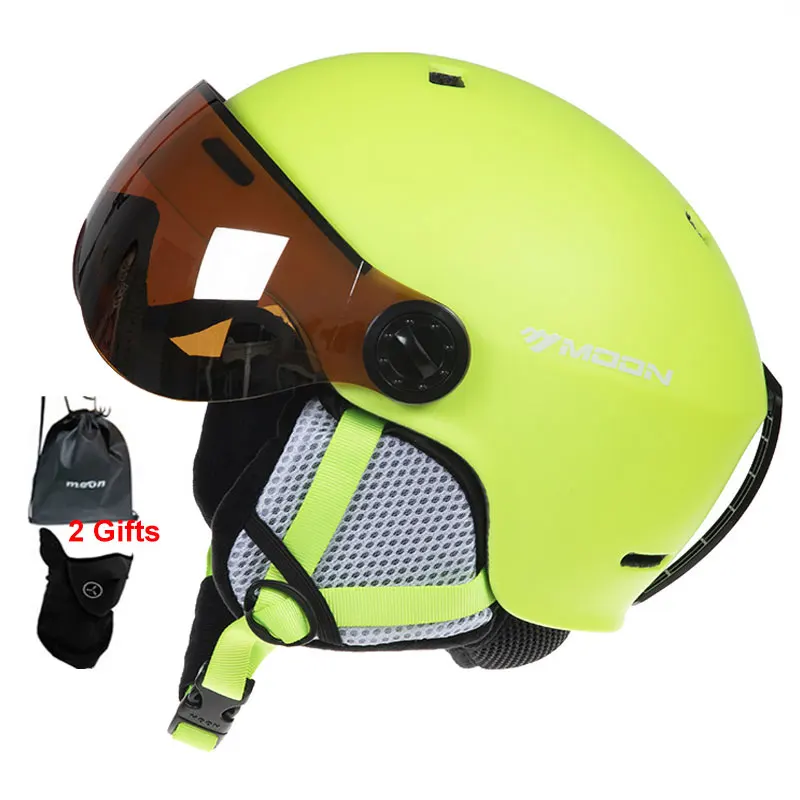 Green MOON Goggles лыжный шлем цельно-Формованный PC+ EPS высококачественный лыжный шлем для спорта на открытом воздухе Лыжный Сноуборд шлемы для скейтборда - Цвет: Green