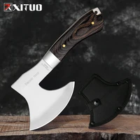 xituo full tang sharp axe kitchen bone knife camping survival axe knife stainless steel tomahawk outdoor tools hunting hammered