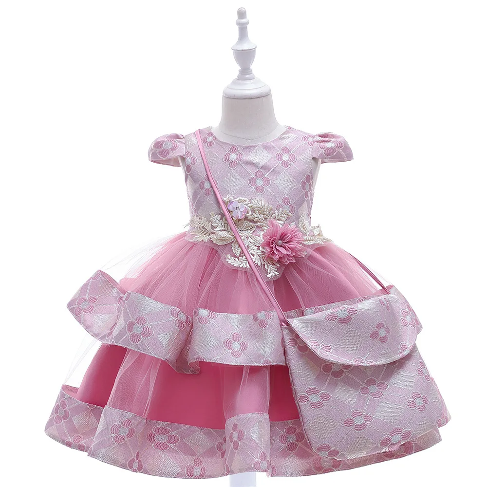 

Dress for girls girls applique printed net gauze send bag 2-piece dress fancy dress for girls children's dresses girls clothes