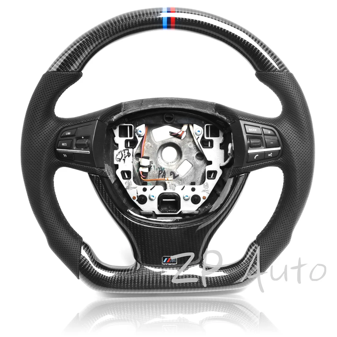 

Carbon Fiber and Perforated Leather and LED for BMW F10 F18 Steering Wheel assembly without Paddle Shifters