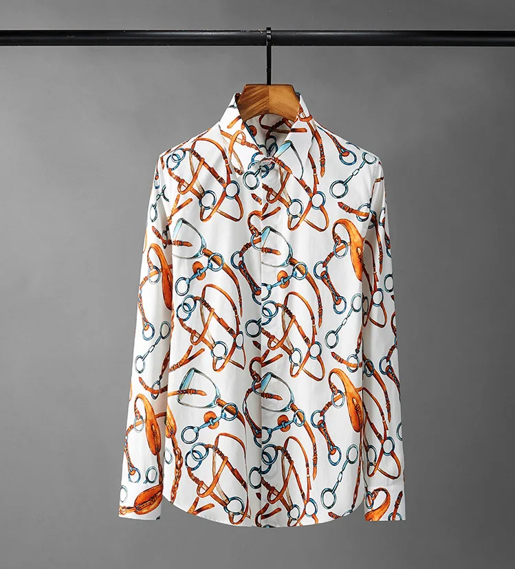 

2021 личности все печати мужские футболки класса люкс с длинным рукавом Повседневные Вечерние мужские рубашки размера плюс 4xl Slim Fit Мужские ру...