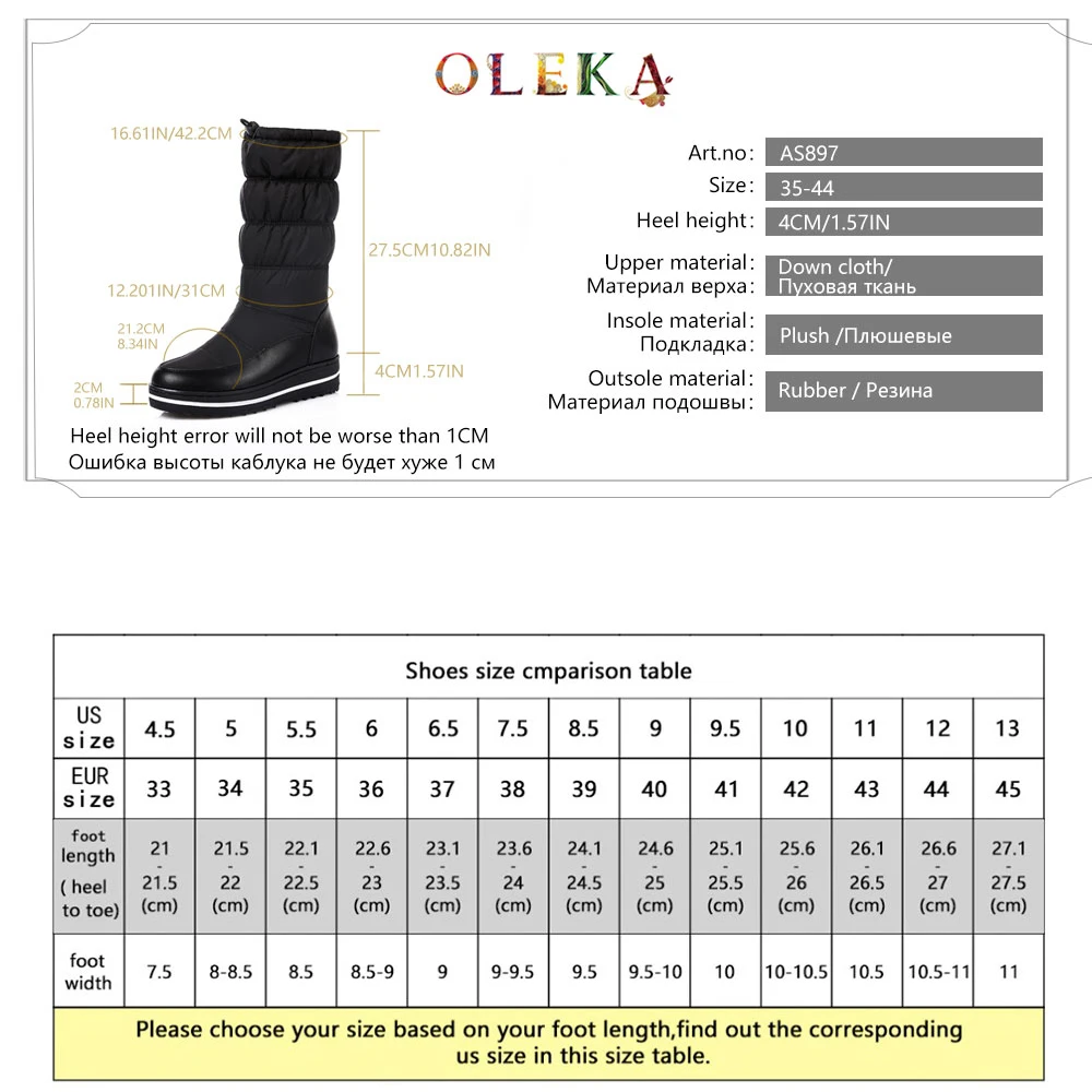 

OLEKA Warm Winter Boots For Women Platform Pleated Round Toe Winter Boots Women Fashion Style Snow Boots New AS897