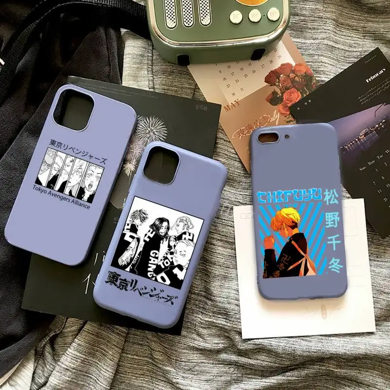 

tokyo revengers Phone Case Purple Candy Color for iPhone 11 12 mini pro XS MAX 8 7 6 6S Plus X SE 2020 XR