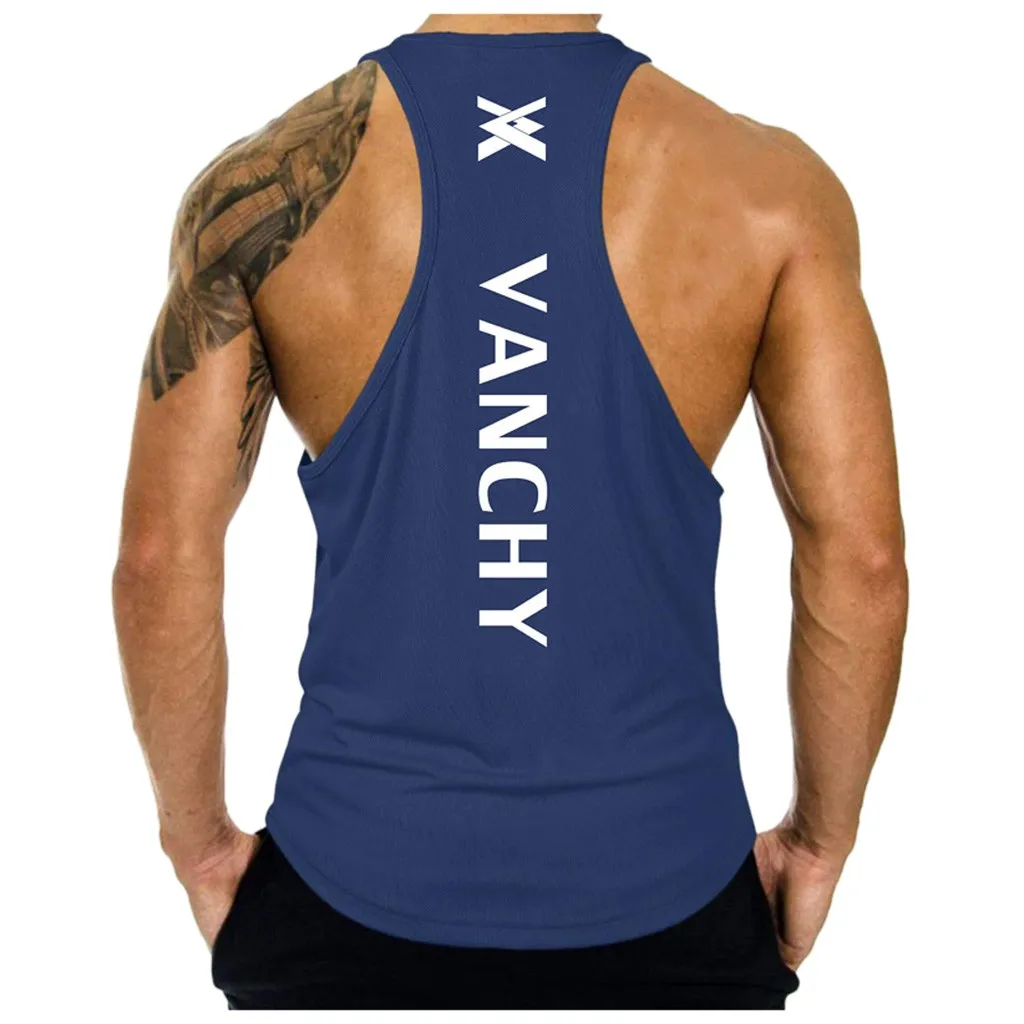 Unning жилеты для мужчин фитнес мышцы без рукавов принт буквы Бодибилдинг