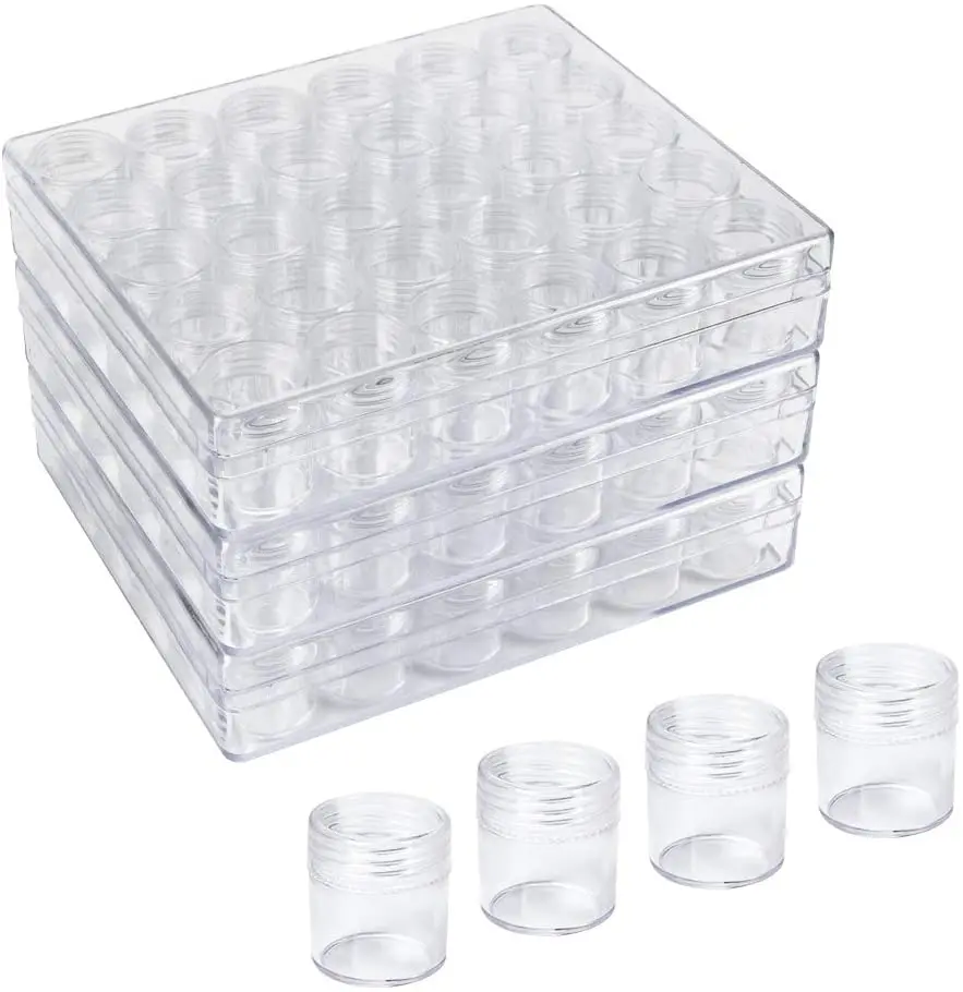 

30PCS/3 Sets of Plastic Transparent Storage Box Clear Beads Storage Containers 90PCS Jar with Rounded Screw-Top Lids