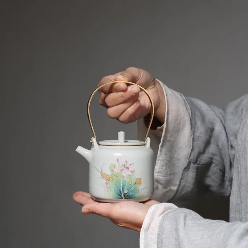 270ml Vintage Ru Kiln Ceramic Teapot Chinese Kung Fu Tea Pot with Filter Kettle Pottery Teapots Drinkware Teaware Home Decor | Дом и сад