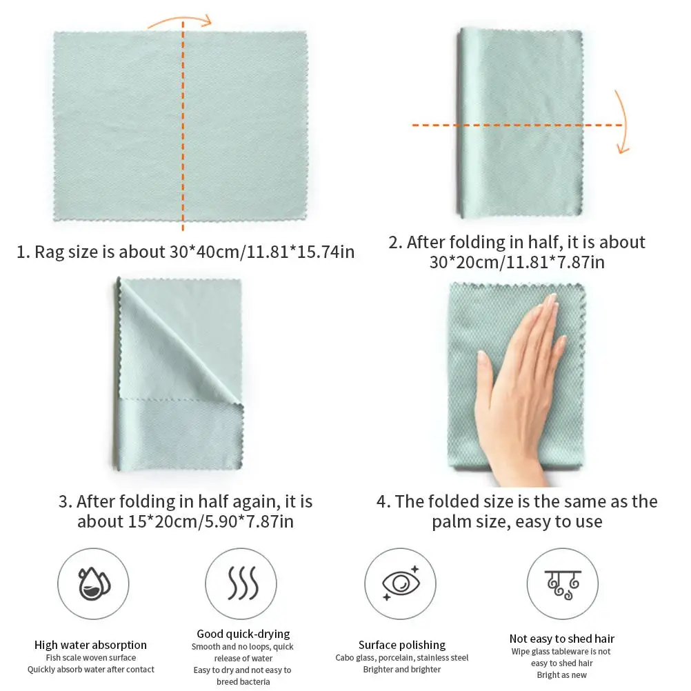 

cleaning cloth Special fish scale rag for glass cleaning no traces kitchen oil removal cloth non-marking towel non-linting towel