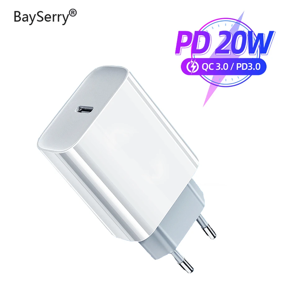 Зарядное устройство USB BaySerry 20 Вт PD быстрая зарядка Тип C QC 3 0 зарядное для iPhone 12 11 Pro