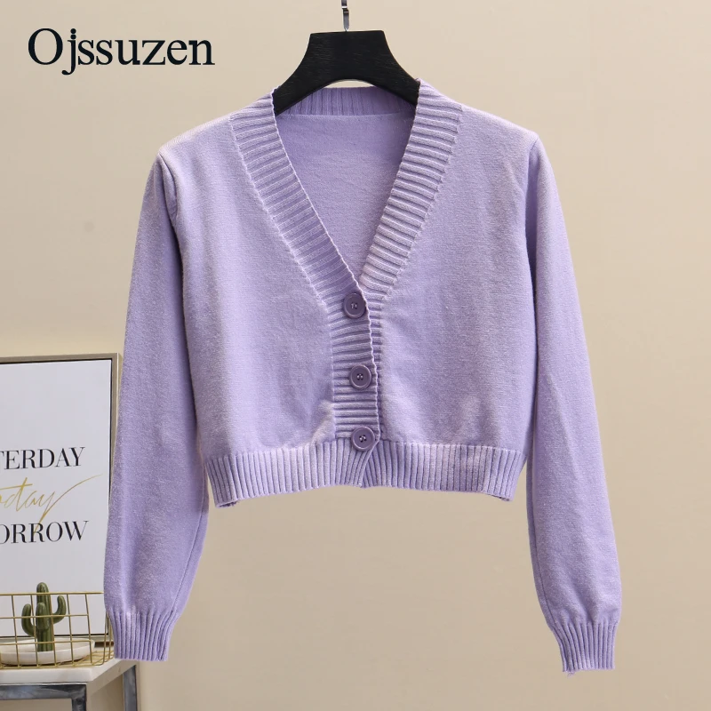 Женский короткий кардиган с пуговицами черно белый свитер v образным вырезом и