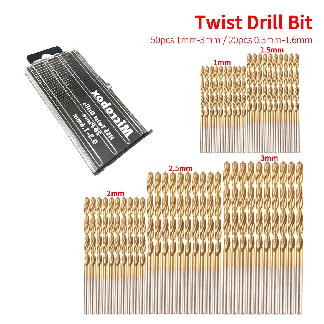 50 шт. набор спиральных Сверл из быстрорежущей стали с титановым покрытием 1/1 5/2/2 5/3