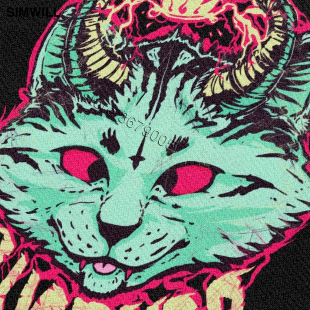 Футболка Lucipurr с великолепным дизайном хлопковая изображением кошки-демона для