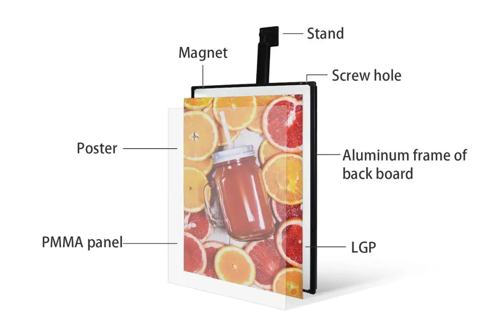 Rectangle frame display lighting indoor menu board |