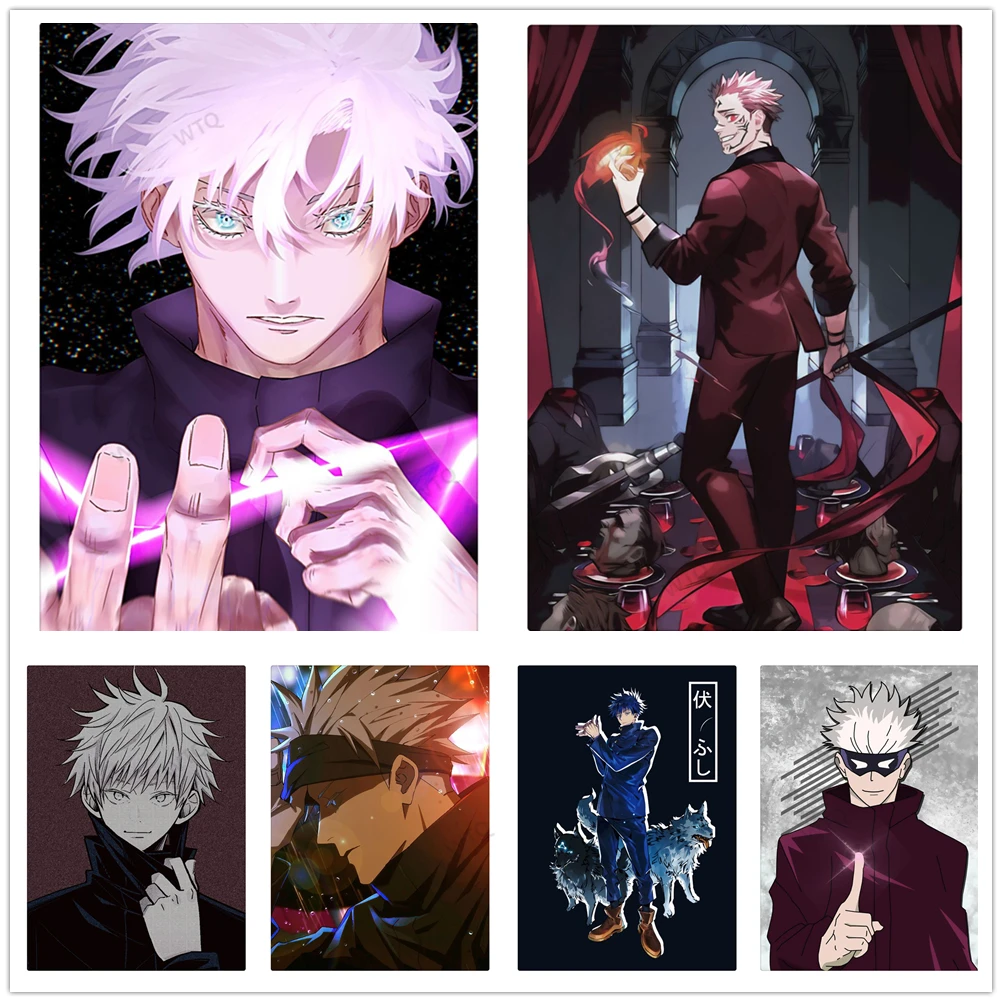 

WTQ One Piece Poster Jujutsu Kaisen Retro Poster Canvas Painting Wall Decor Wall Art Picture for Living Room DecorHome Deco
